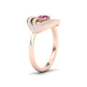 Maurya Solitaire Pink Amethyst Evil Eye Promise Ring with Pave-Set Diamonds