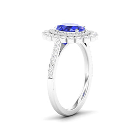 Maurya Tanzanite Subtle Engagement Ring with Diamond Halo