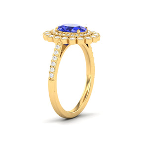 Maurya Tanzanite Subtle Engagement Ring with Diamond Halo