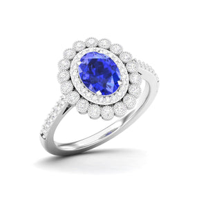 Maurya Tanzanite Subtle Engagement Ring with Diamond Halo