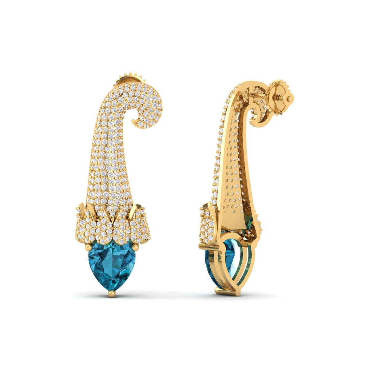 Maurya Kalangi Topaz Drop Earrings with Diamonds