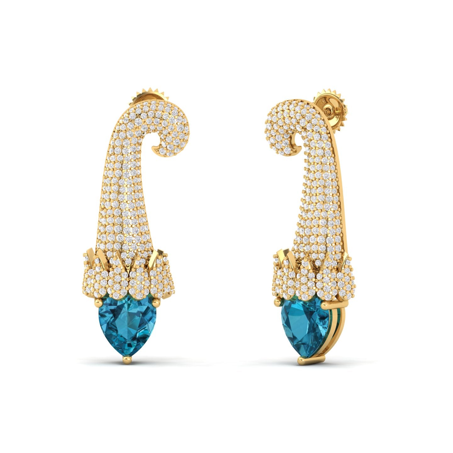 Maurya Kalangi Topaz Drop Earrings with Diamonds