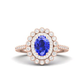Maurya Tanzanite Subtle Engagement Ring with Diamond Halo