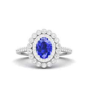 Maurya Tanzanite Subtle Engagement Ring with Diamond Halo