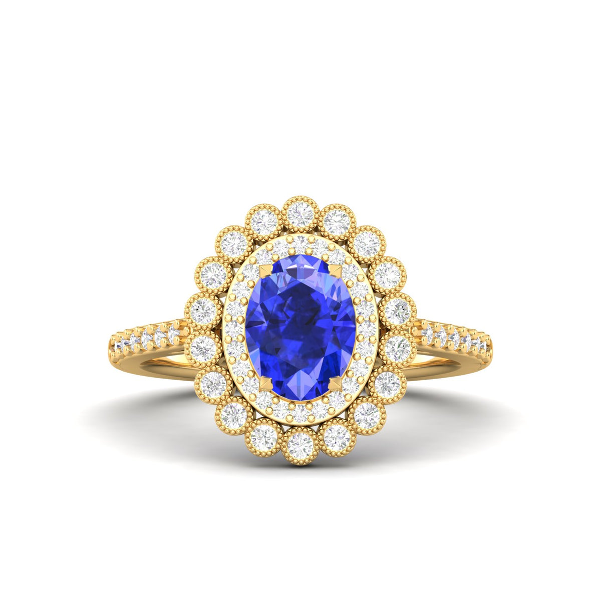 Maurya Tanzanite Subtle Engagement Ring with Diamond Halo