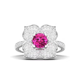 Maurya Solitaire Pink Amethyst Pompon Ring with Accent Diamonds