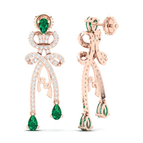 Maurya Emerald Douceur Drop Earrings with Diamonds