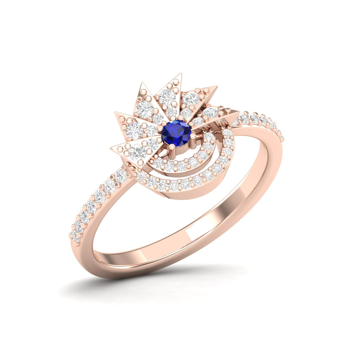 Maurya Pave-Set Diamond and Sapphire Starlink Promise Ring