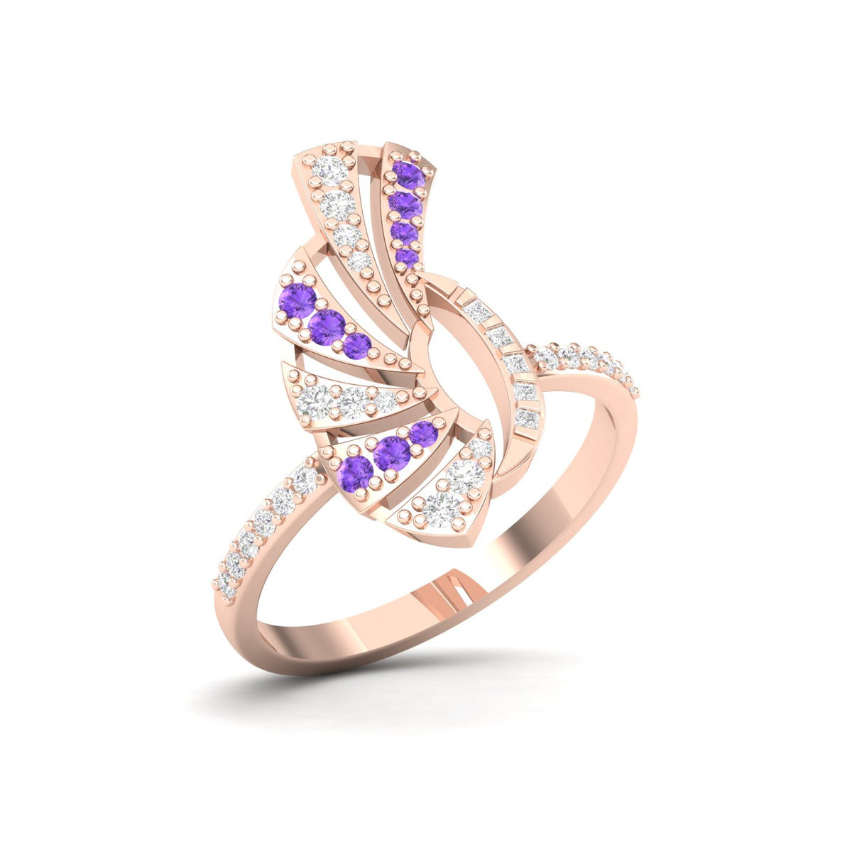 Maurya Amethysts with Pave-Set Diamonds Ascent Ring