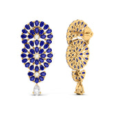 Maurya Festoon Blue Sapphire Drop Earrings with Diamonds