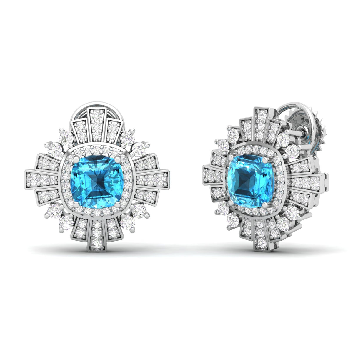 Maurya Ann Push Back Earrings with Topaz and Diamonds