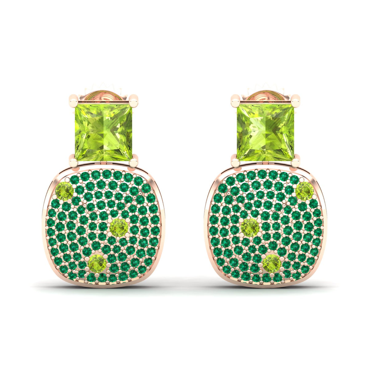 Maurya Squash Emerald Push Back Earrings with Peridot
