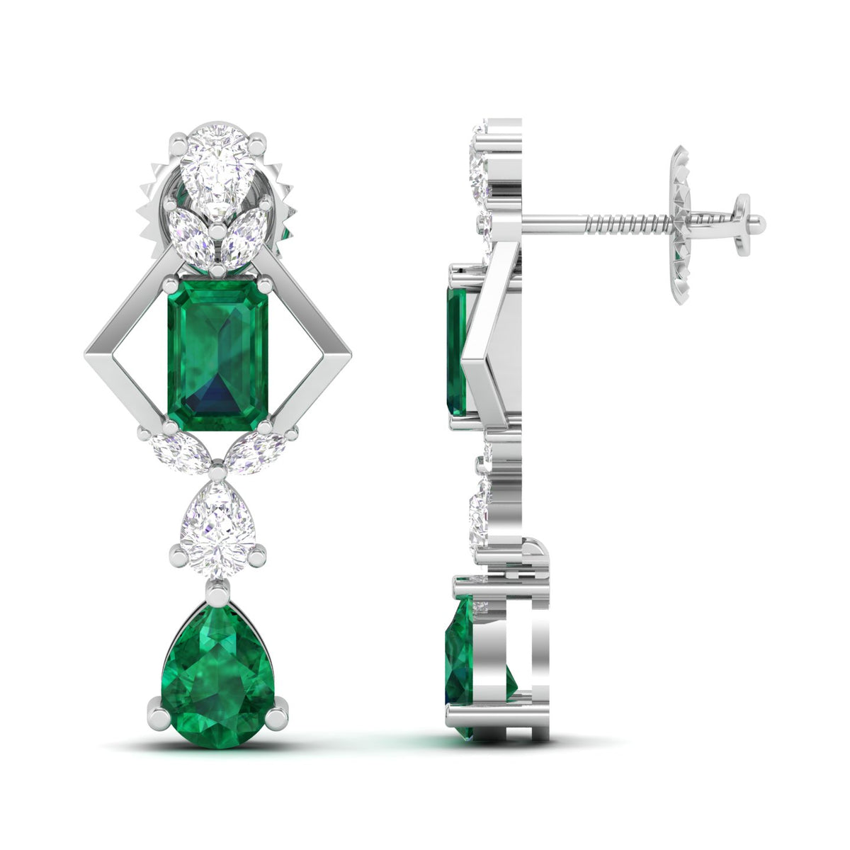 Maurya Emerald and Diamonds Artemis Drop Earrings