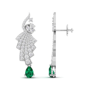 Maurya Leap Drop Earrings with Emerald and Diamonds
