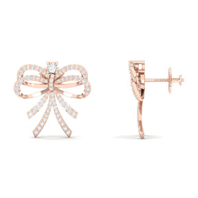 Maurya Bow-Style Bonsela Push Back Earrings with Diamonds