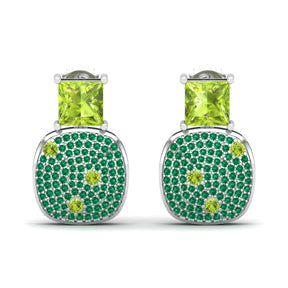 Maurya Squash Emerald Push Back Earrings with Peridot