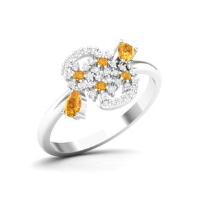 Maurya Bulbine Citrine Promise Ring with Accent Diamonds