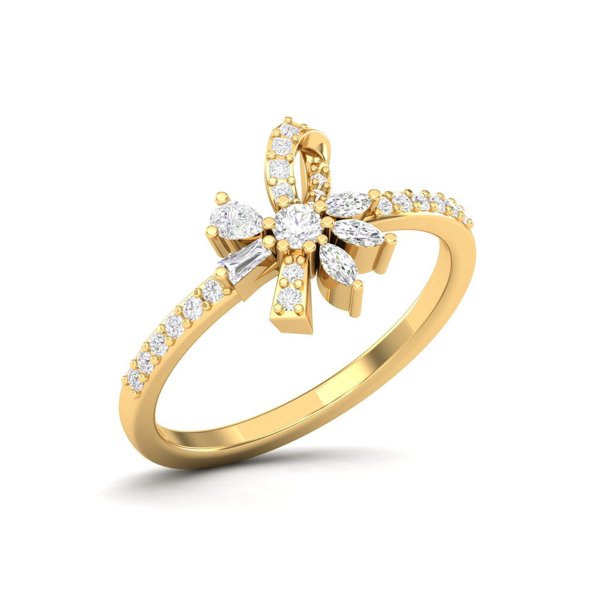 Maurya Ribbon Inspired Bond Ring with Multi Diamonds