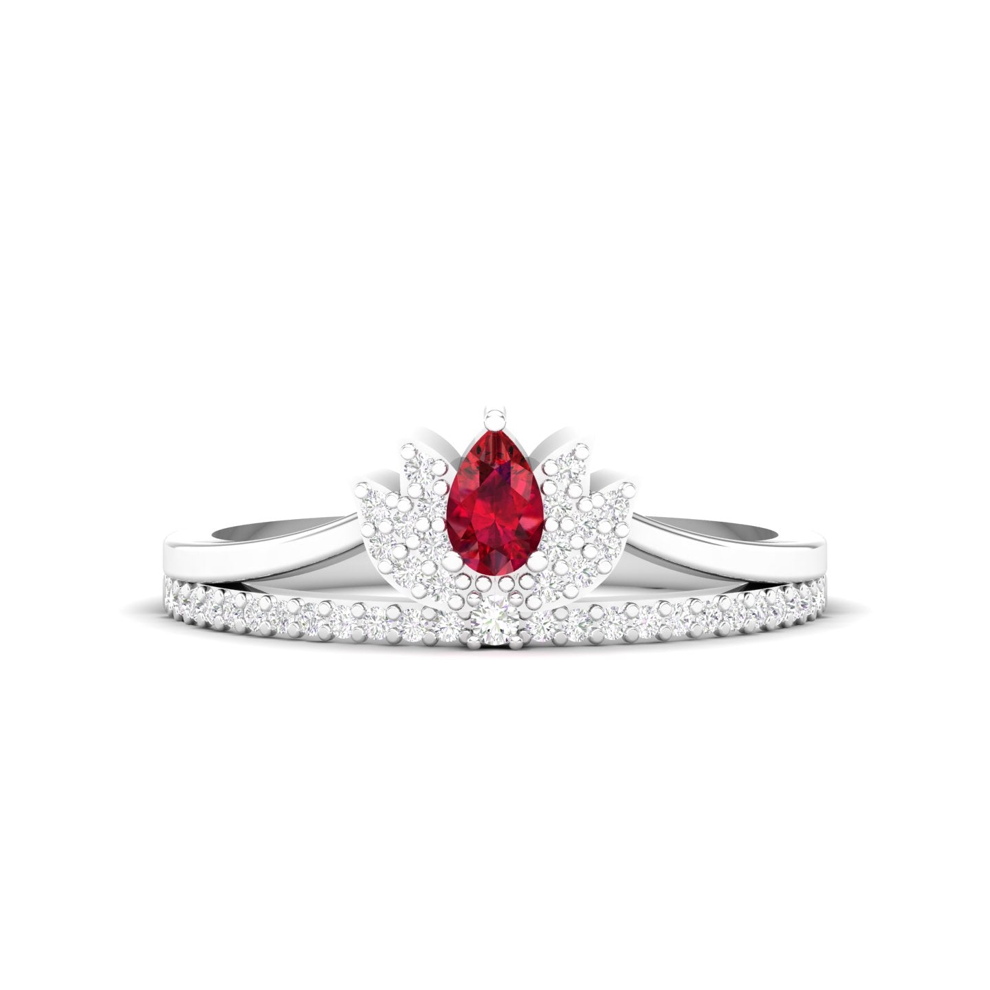 Maurya Ruby Loto Promise Ring with Accent Diamonds