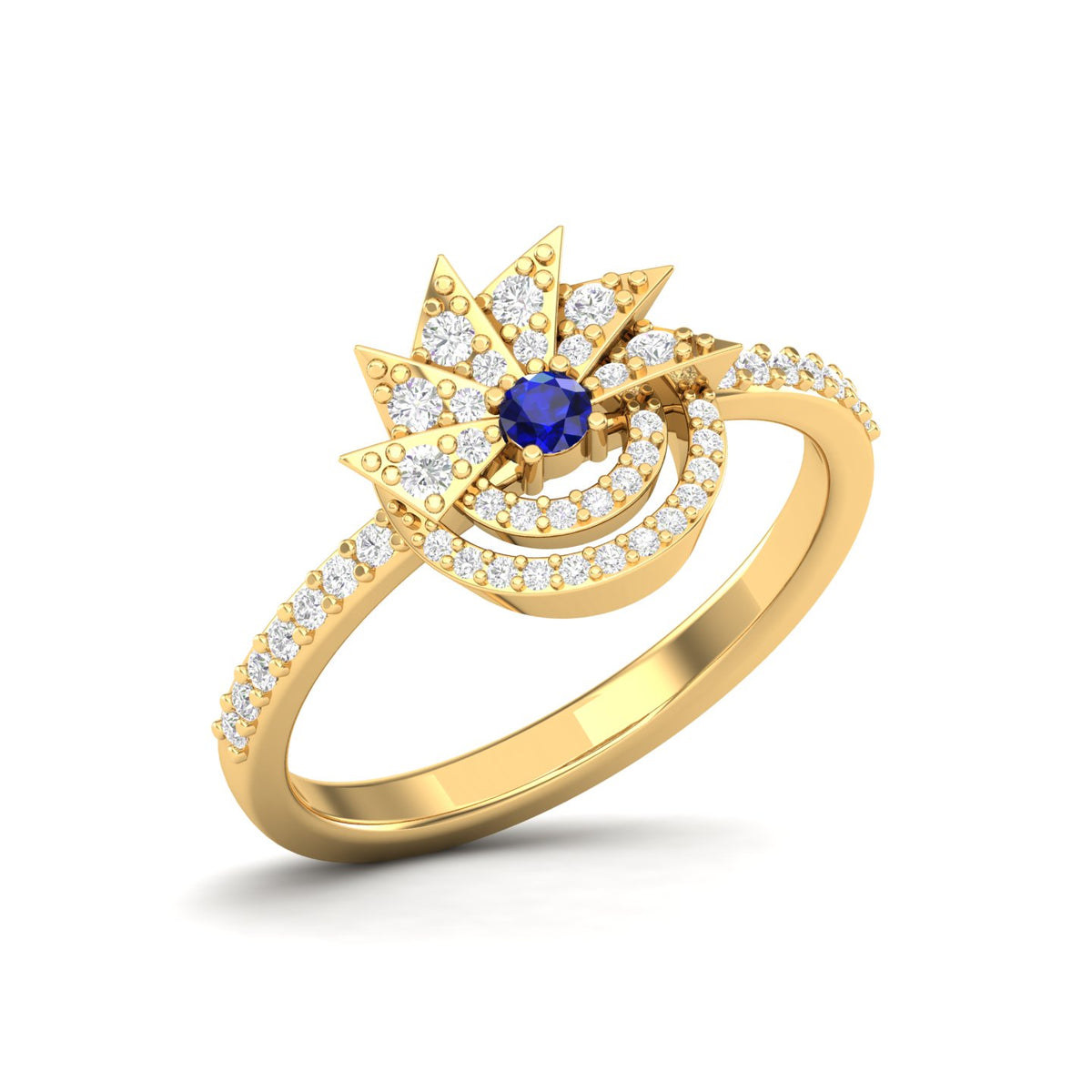 Maurya Pave-Set Diamond and Sapphire Starlink Promise Ring