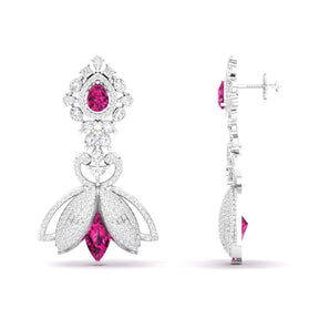Maurya Herrlich Pink Amethyst Dangle Earrings with Pave Set Diamonds