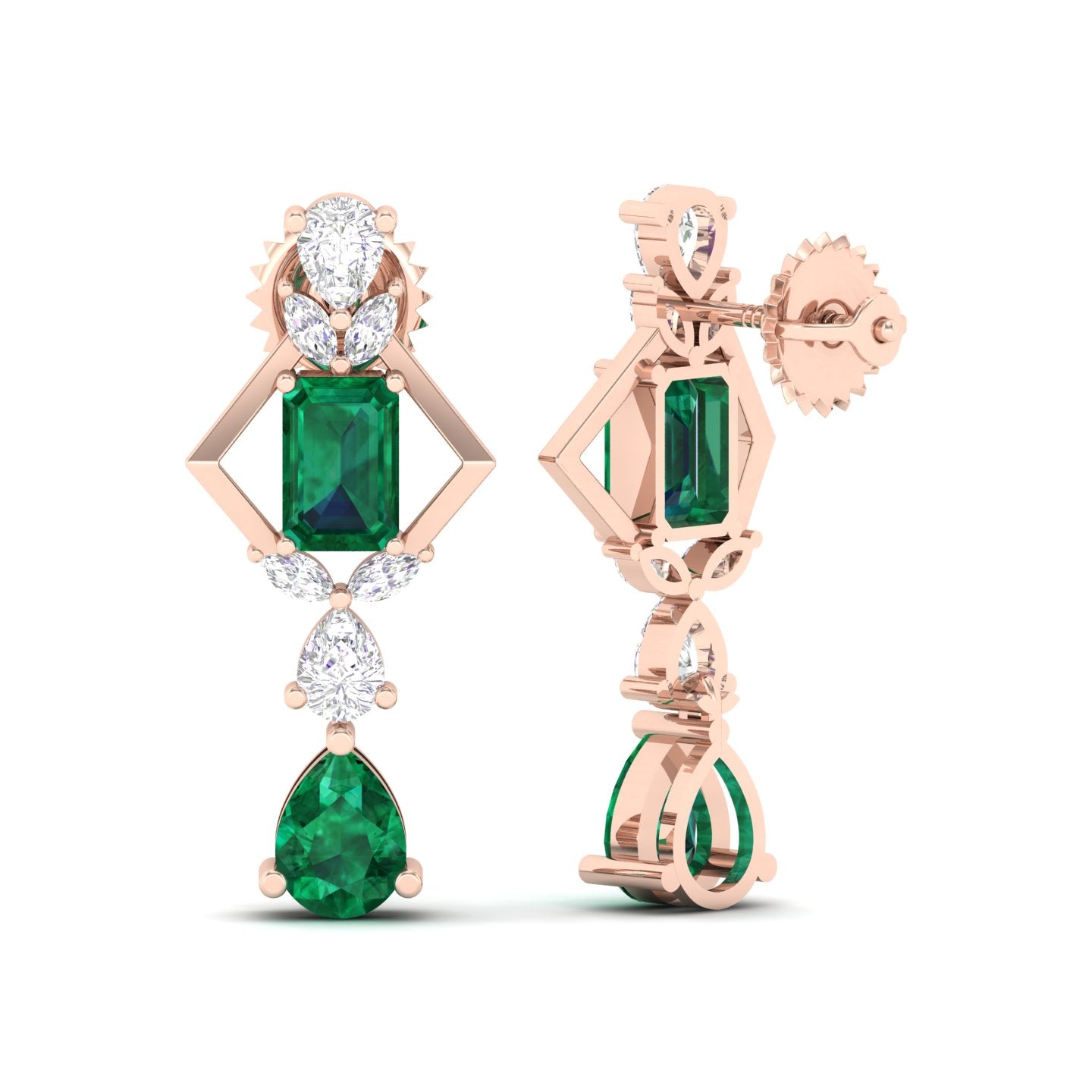 Maurya Emerald and Diamonds Artemis Drop Earrings
