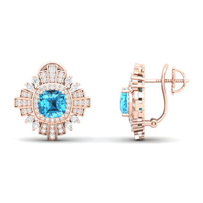 Maurya Ann Push Back Earrings with Topaz and Diamonds