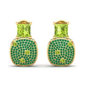 Maurya Squash Emerald Push Back Earrings with Peridot