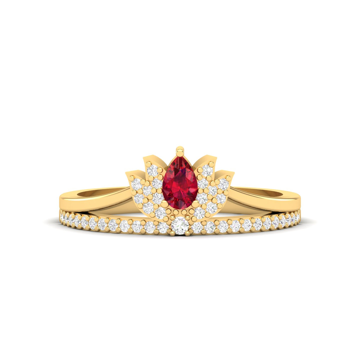 Maurya Ruby Loto Promise Ring with Accent Diamonds