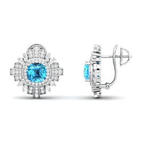 Maurya Ann Push Back Earrings with Topaz and Diamonds