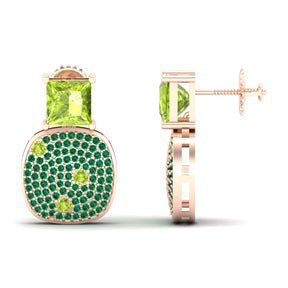 Maurya Squash Emerald Push Back Earrings with Peridot