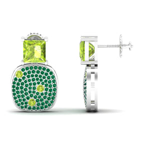 Maurya Squash Emerald Push Back Earrings with Peridot