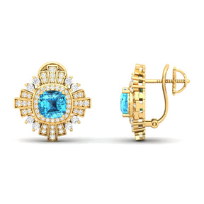 Maurya Ann Push Back Earrings with Topaz and Diamonds