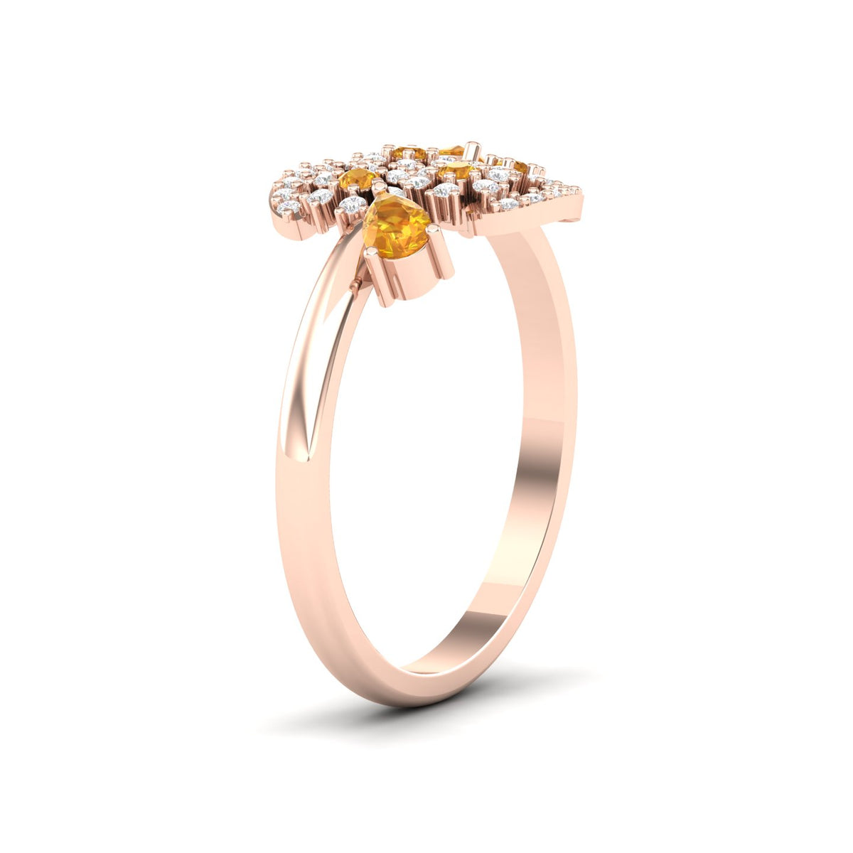 Maurya Bulbine Citrine Promise Ring with Accent Diamonds