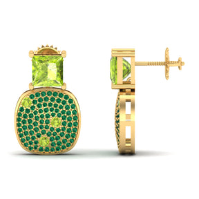 Maurya Squash Emerald Push Back Earrings with Peridot
