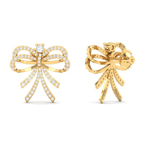 Maurya Bow-Style Bonsela Push Back Earrings with Diamonds
