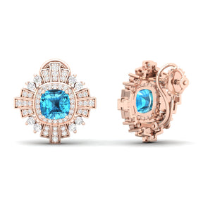 Maurya Ann Push Back Earrings with Topaz and Diamonds