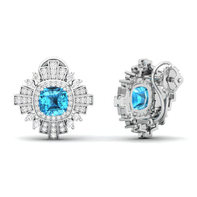 Maurya Ann Push Back Earrings with Topaz and Diamonds