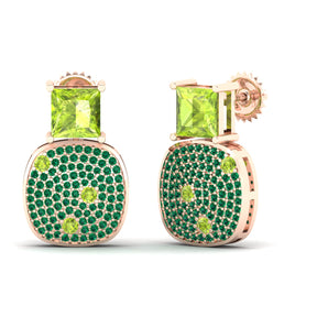 Maurya Squash Emerald Push Back Earrings with Peridot