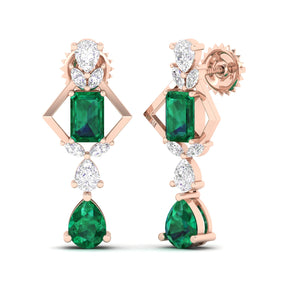 Maurya Emerald and Diamonds Artemis Drop Earrings
