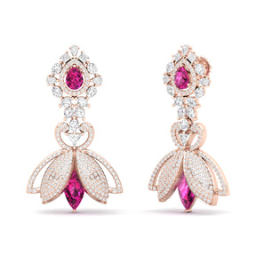 Maurya Herrlich Pink Amethyst Dangle Earrings with Pave Set Diamonds