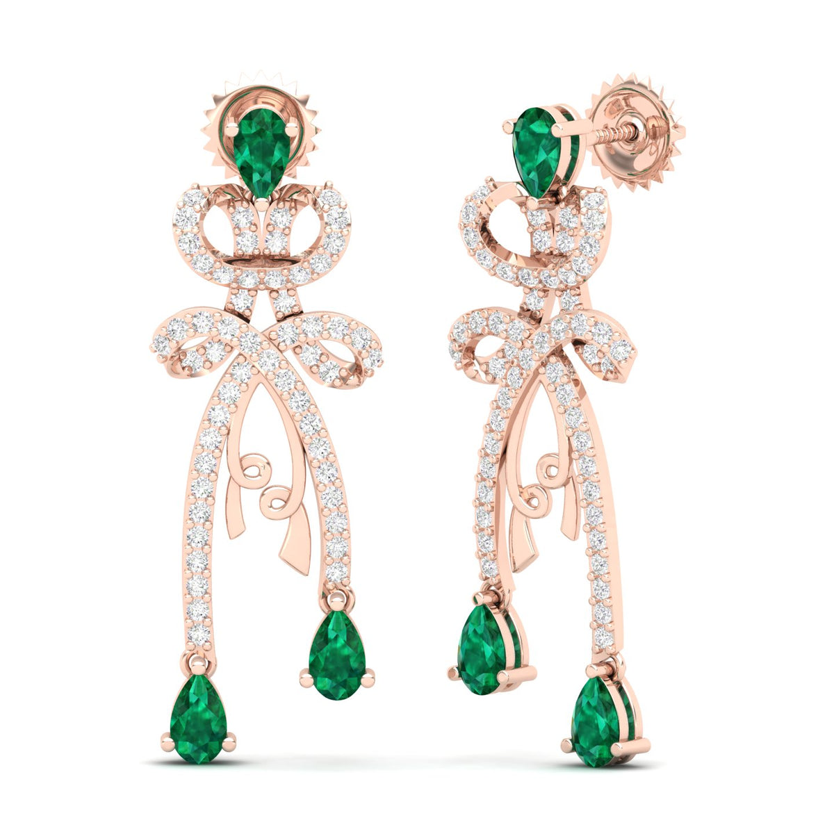 Maurya Emerald Douceur Drop Earrings with Diamonds