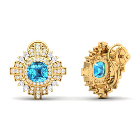 Maurya Ann Push Back Earrings with Topaz and Diamonds