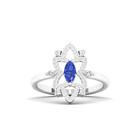 Maurya Solitaire Tanzanite Jasmine Promise Ring with Accent Diamonds