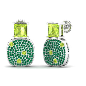 Maurya Squash Emerald Push Back Earrings with Peridot