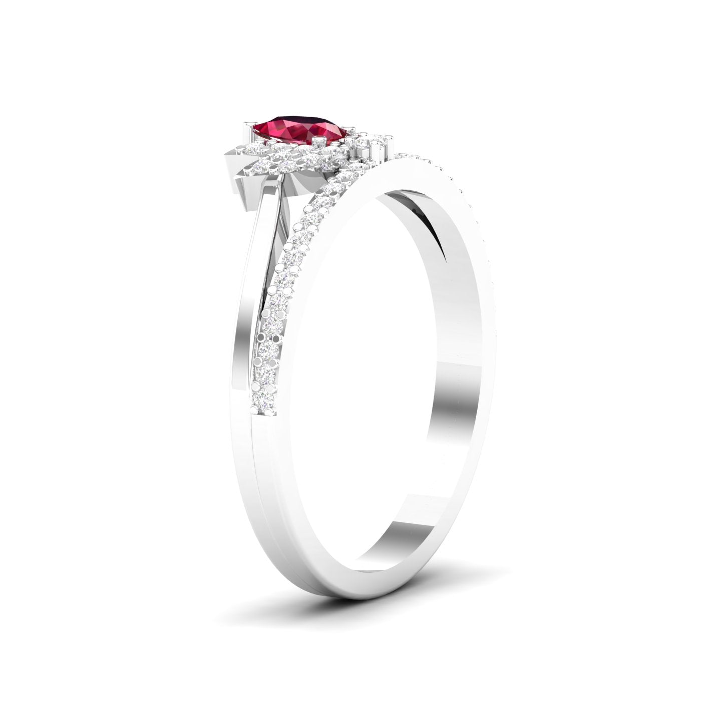 Maurya Ruby Loto Promise Ring with Accent Diamonds