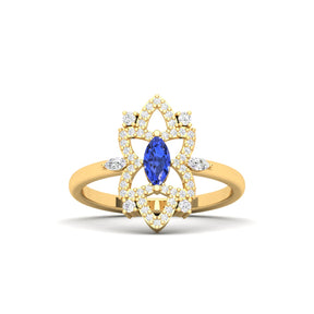 Maurya Solitaire Tanzanite Jasmine Promise Ring with Accent Diamonds