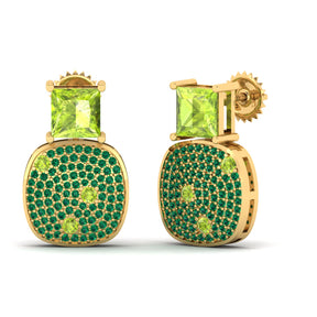 Maurya Squash Emerald Push Back Earrings with Peridot