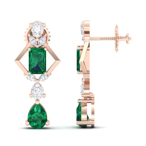 Maurya Emerald and Diamonds Artemis Drop Earrings