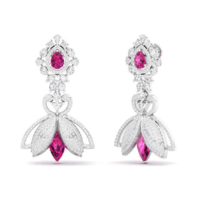 Maurya Herrlich Pink Amethyst Dangle Earrings with Pave Set Diamonds